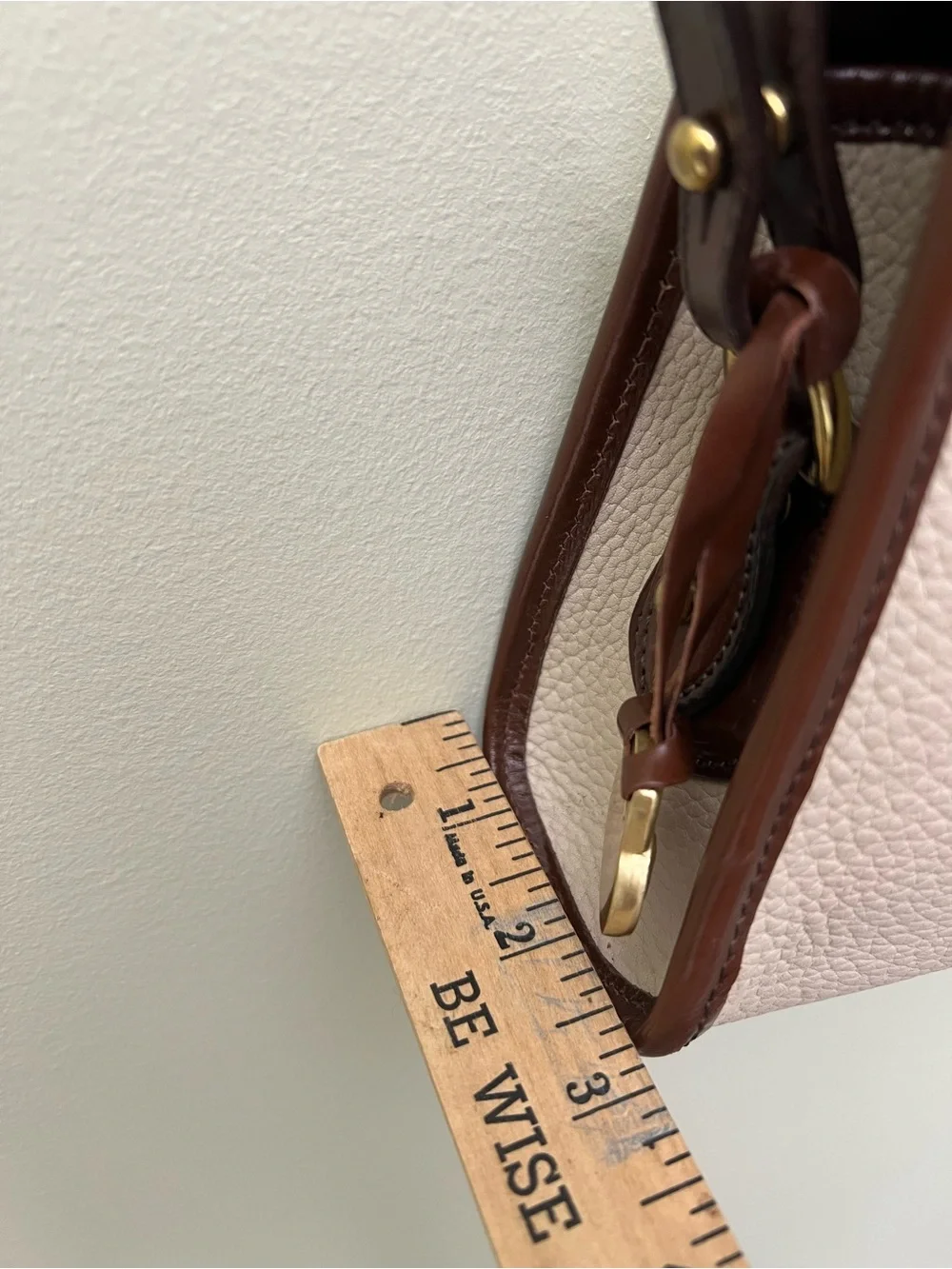 Vintage Dooney & Bourke Cream and Brown Leather Crossbody Bag